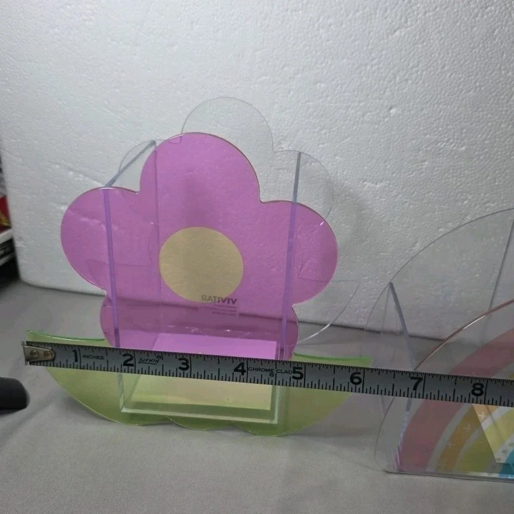 Kids Desk Organizers Clear Rainbow‎ and Flower Catchall Set of 2